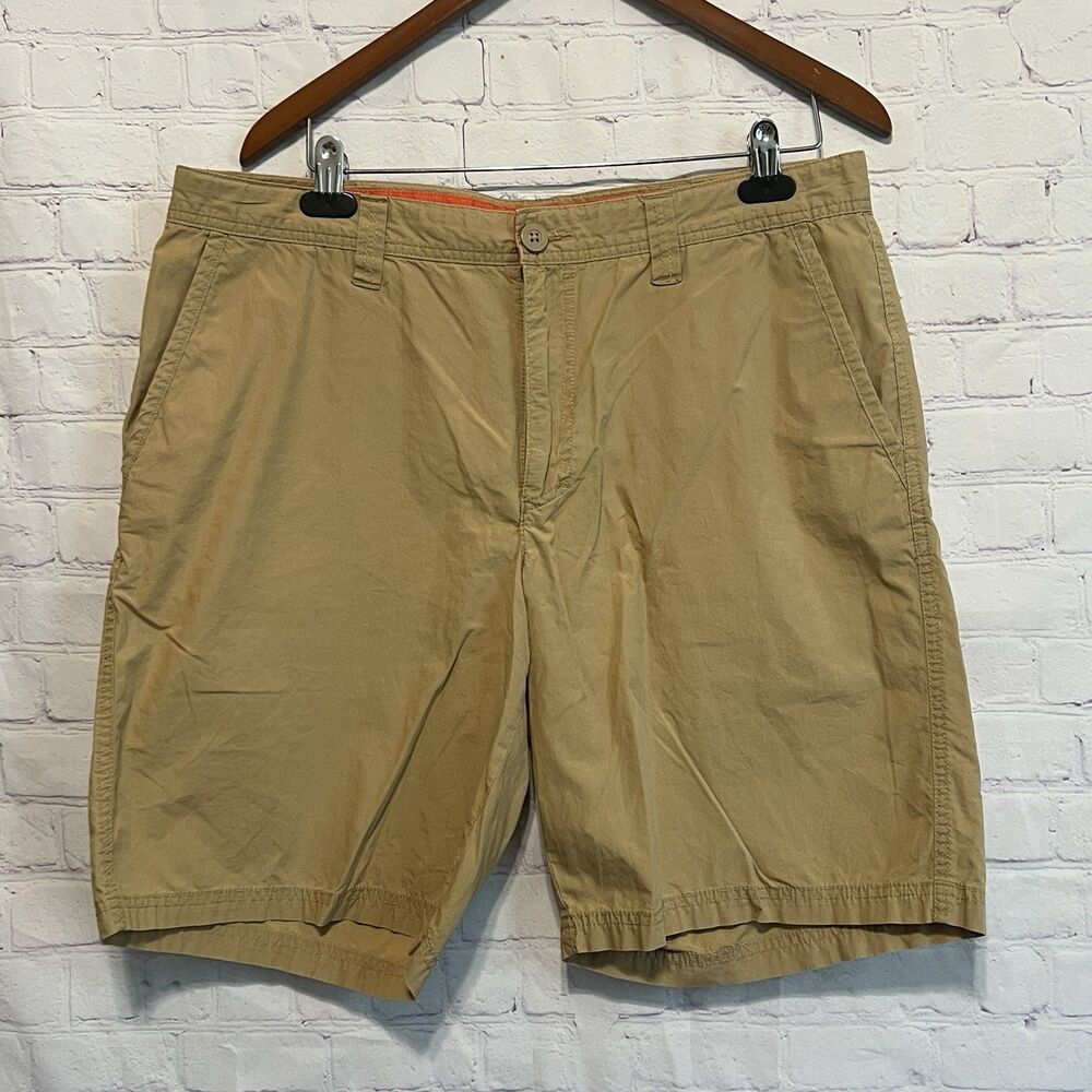 Columbia Shorts Mens 38 Beige Zip Pockets  Casual Adult Hiking Chino Outdoor